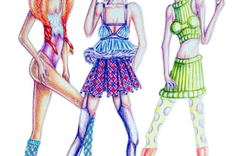 do professional fashion illustration of any outfit for you
