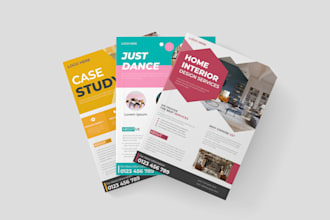design superior flyers for the case study, interior design, and dance class