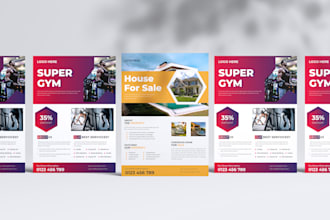 design attractive flyers for gym studio, real estate, and travel agency