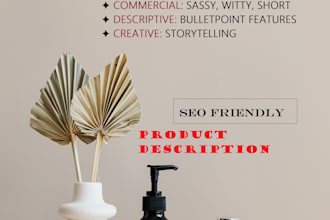 write SEO optimized product descriptions for e commerce, with a catchy title