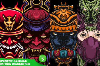 draw awesome japanese samurai pop art style from your idea