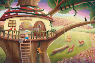 illustrate children book with warm and vintage illustration
