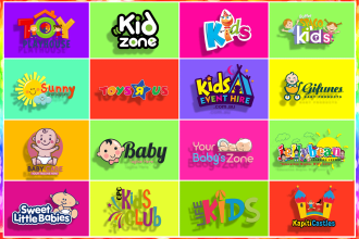 design kids, baby shop, daycare, toy and childcare logo