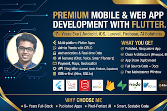 build custom flutter or flutterflow android and ios app with clean UI and apis