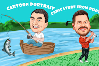 draw bighead funny cartoon caricature for you