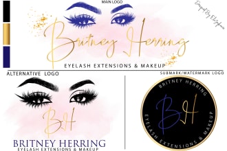 design professional and  elegant watercolor feminine signature eyelashes logo