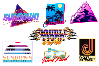 original logo in 80s chrome and 90s pop art style