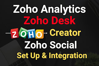 set up zoho analytics, zoho desk, zoho creator, zoho social