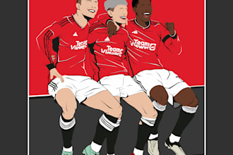 draw minimalist illustration of any sports players