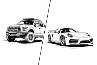 draw detailed building line art, product, and car line art