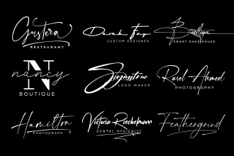 design handwritten, signature, cursive logo