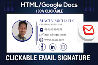 make clickable email signature html google doc gmail outlook