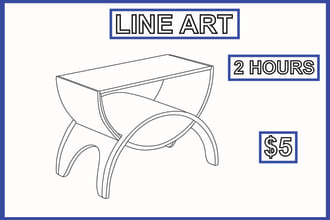 create a outline drawing,line art,illustration,for any product design 24 hours