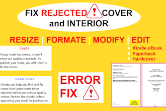 do book formatting for KDP kindle print, fix covers and interiors