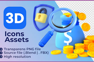 create unique 3d icons and 3d assets