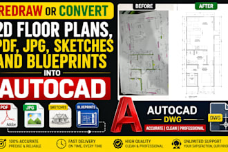 redraw floor plans from PDF, jpg, sketches, and blueprints in autocad
