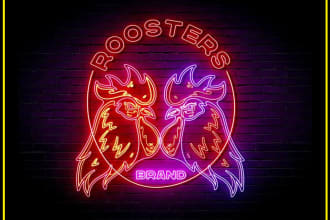 unique neon logo, neon sign, or glowing neon text for you