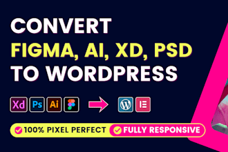 convert sketch, PSD, xd, figma to wordpress using elementor, acf, divi