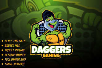 design unique gaming mascot logo in 24 hrs
