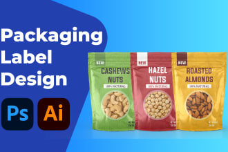 design tube, jar, bottle, pouch food labels, and mailer box
