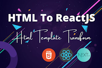 convert html template to react js app