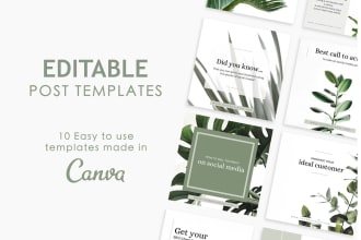 design editable templates, social media posts in canva