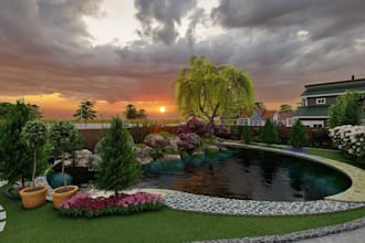 design landscape, 3d modeling, 2d plans, 3d video animations