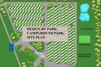 render campground map ,rv park,parking plan, site plan