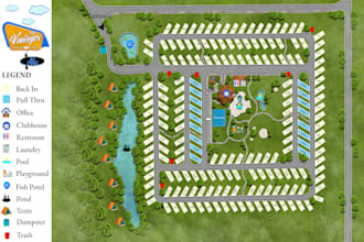 render rv park, campground map, parking plan, site plan