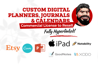 design canva digital planner, journal, calendar for etsy, ipad