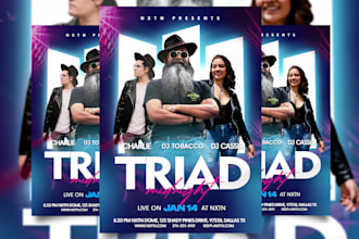 do elegant party flyer, concert, nightclub, or event flyer design within 8 hours