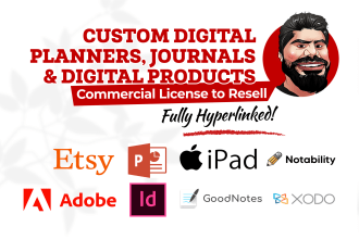 design digital planner, journal, on indesign for etsy, goodnotes