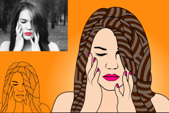 image trace outline vector line art illustration in 24 hours
