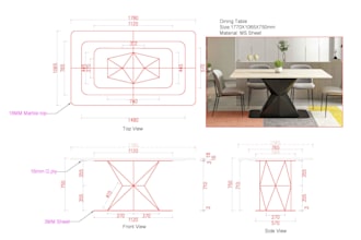 do furniture designs 3d model rendering and 2d drawing