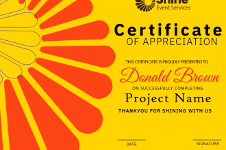 design custom certificate of completion, achievement, seal, stamp