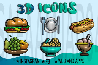 design 3d instagram,fb, website or app icons
