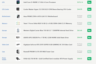 create a pc partpicker computer part list for you
