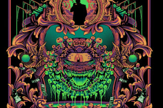 create custom pop or dark illustration for t shirt design