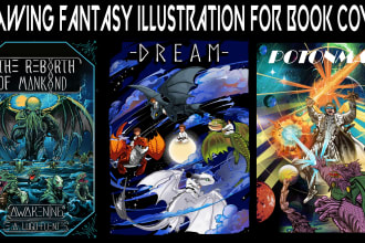make fantasy illustration for book cover