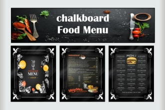 design chalkboard restaurant menu, digital menu, static tv screen menu,