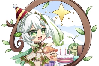 draw your character in cute kawaii chibi anime manga style