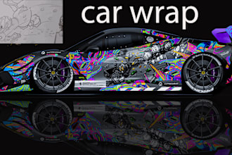 attractive car wrap and vector wrap design, any vehicle wrap