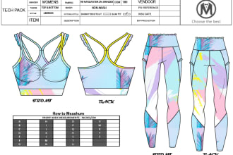 create detailed tech pack for activewear brand