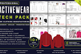 create detailed tech pack for activewear brand