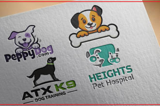 design pet, dog, cat or animal, and veterinary clinic logo
