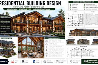 draft construction and city permit drawings for container house garage adu deck