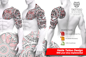 create haida, north american indians tattoo vector stencil design