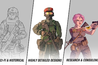 draw detailed military characters for you