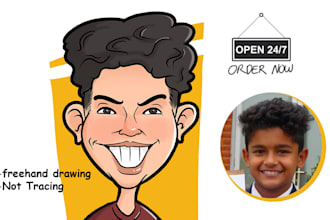 draw funny caricature portrait and cartoon