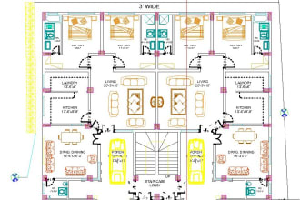 do architecture 2d, 3d design, plan and elevation
